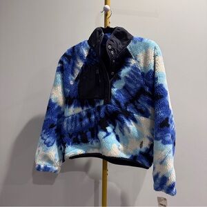 FP Movement Rocky Ridge Fleece Pullover Jacket In Ocean Tie Dye Combo NWT